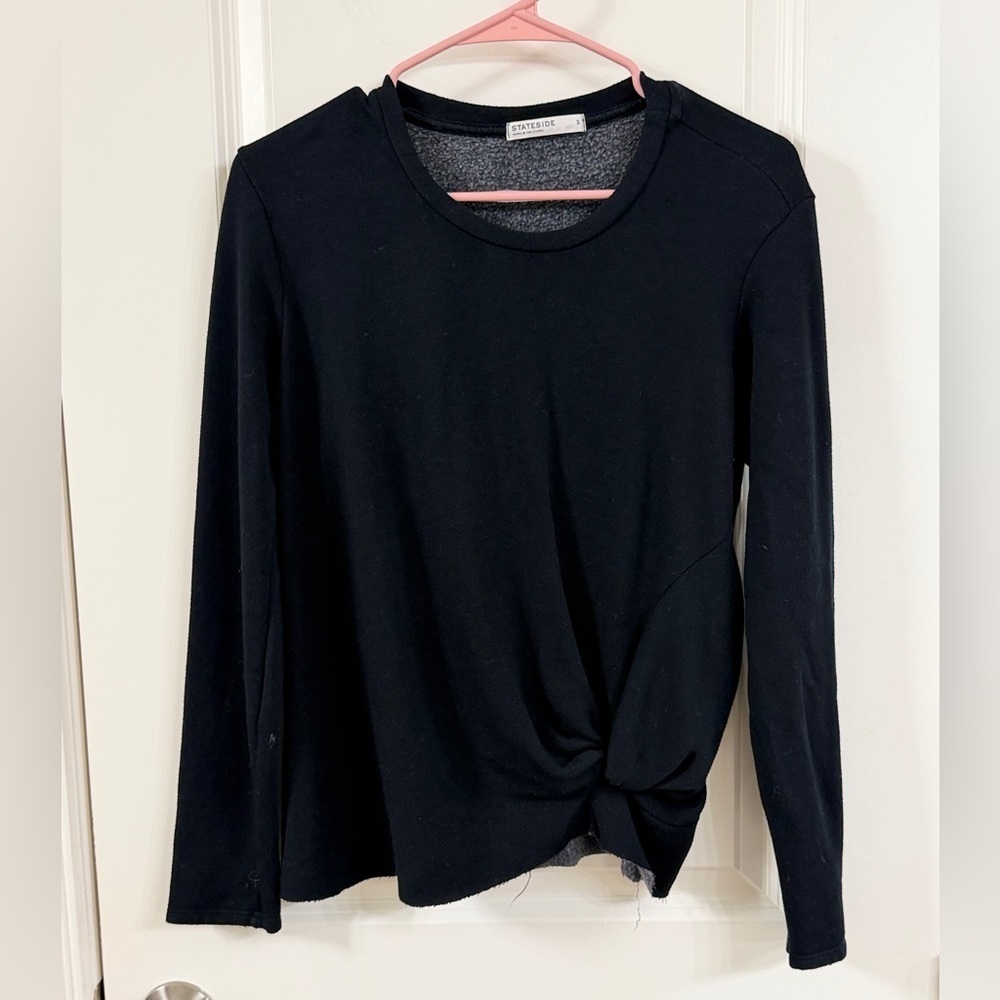 Stateside Black Long Sleeve Knot Top
